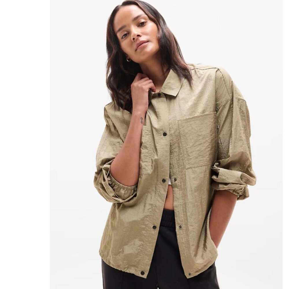 NWOT Athleta Lunar Sheen Shirt Color Brownstone Beige